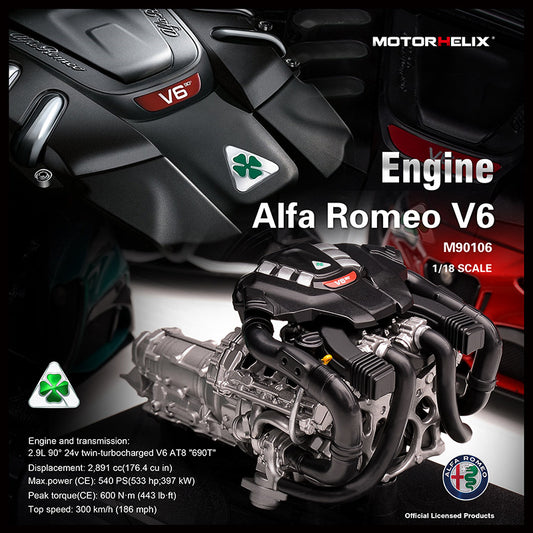 1/18 MH Motorhelix Alfa Romeo V6 Engine 4-Clove Leaves 🍀 Free Shipping