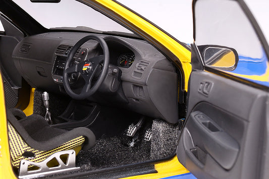 1/18 Motorhelix Honda Civic Type R EK9 Spoon Livery Yellow Blue JDM Diecast Full Open