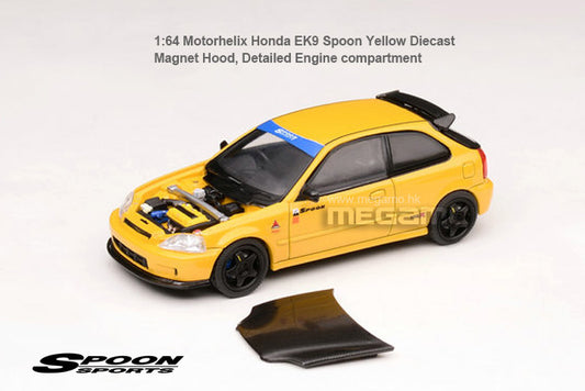 1/64 Motorhelix Honda EK9 Spoon Mugen Version Yellow White Red Magnet Hood Diecast