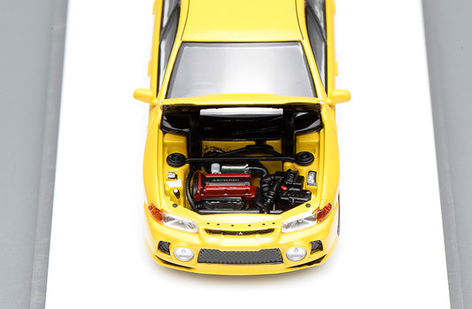 1/64 Motorhelix Mitsubishi Lancer EVO IV Black Red Yellow Openable Hood Changeable OZ Wheel Diecast