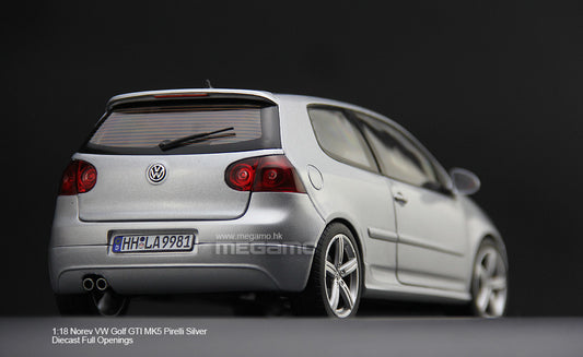 1/18 Norev Volkswagen VW Golf MK5 GTI Pirelli 2007 Silver Diecast Full Openings