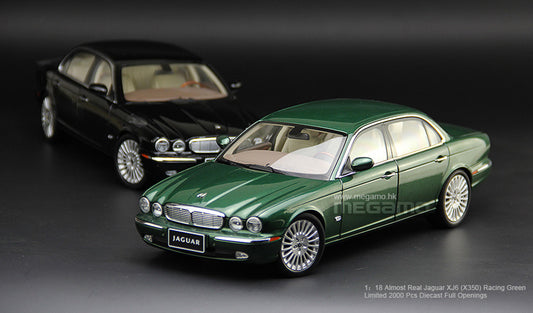 1/18 Almost Real Jaguar XJ6 X350 2006 Black Green Diecast Full Openings