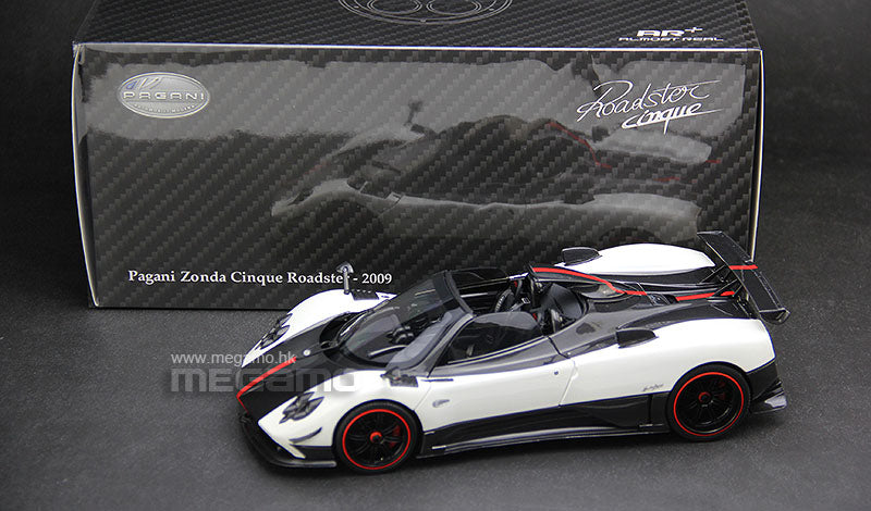 1/18 Almost Real AR+ Pagani Zonda Cinque Roadster 2009 Yellow White Diecast Full Open