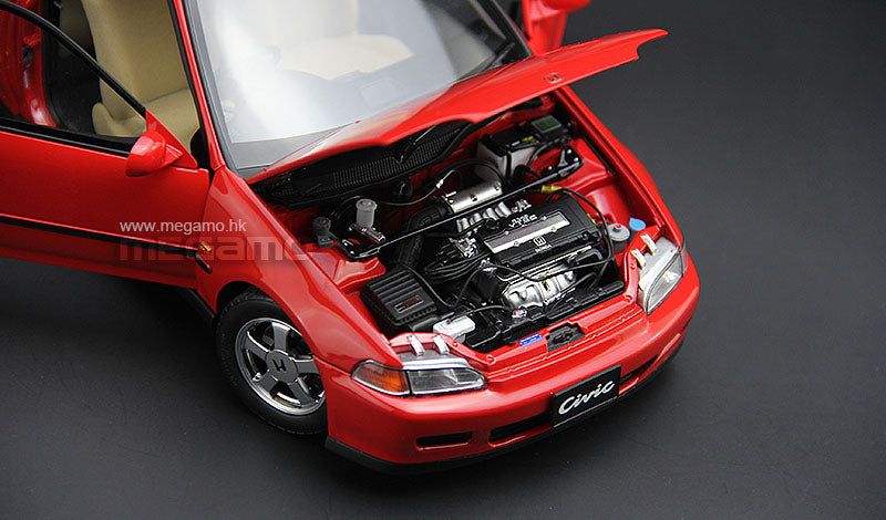 1/18 LCD Honda Civic EG6 SiRII 1995 Red JDM with Cross Lift Diecast Full Open Initial-D
