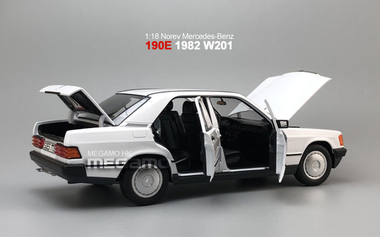 1:18 Norev Mercedes-Benz 1984 W201 190E C190 Black Silver White Diecast Full Open