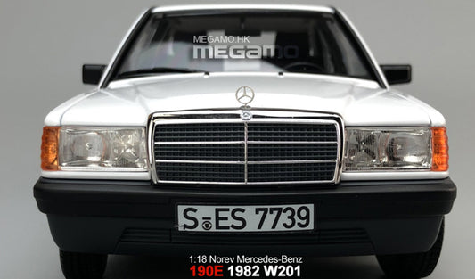 1:18 Norev Mercedes-Benz 1984 W201 190E C190 Black Silver White Diecast Full Open
