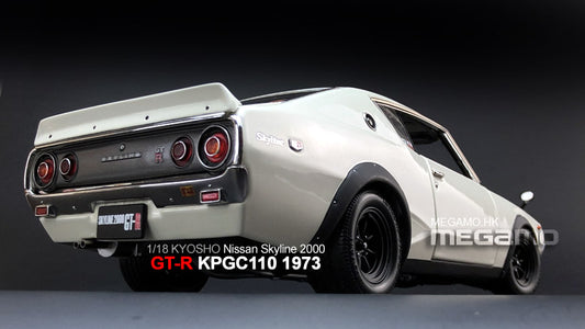 1/18 Kyosho Nissan Skyline 2000 GT-R GTR KPGC 110 White Wide Wheels RHD