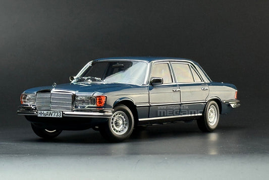 1/18 Norev Mercedes-Benz 350 SEL W116 1979 Hansa Blue Diecast fully open