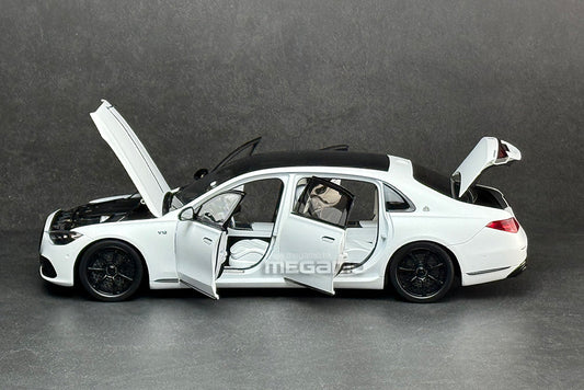 1/18 Almost Real Mercedes-Maybach S680 W223 Z223 Night Series Opalith White Matt 4 Wheels Turn Full Open Diecast Ltd 504 Pcs