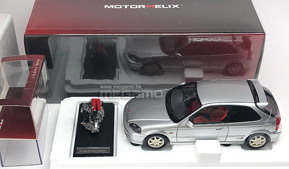1/18 Motorhelix Honda Civic Type R EK9 JDM Diecast Full Open with Engine Model