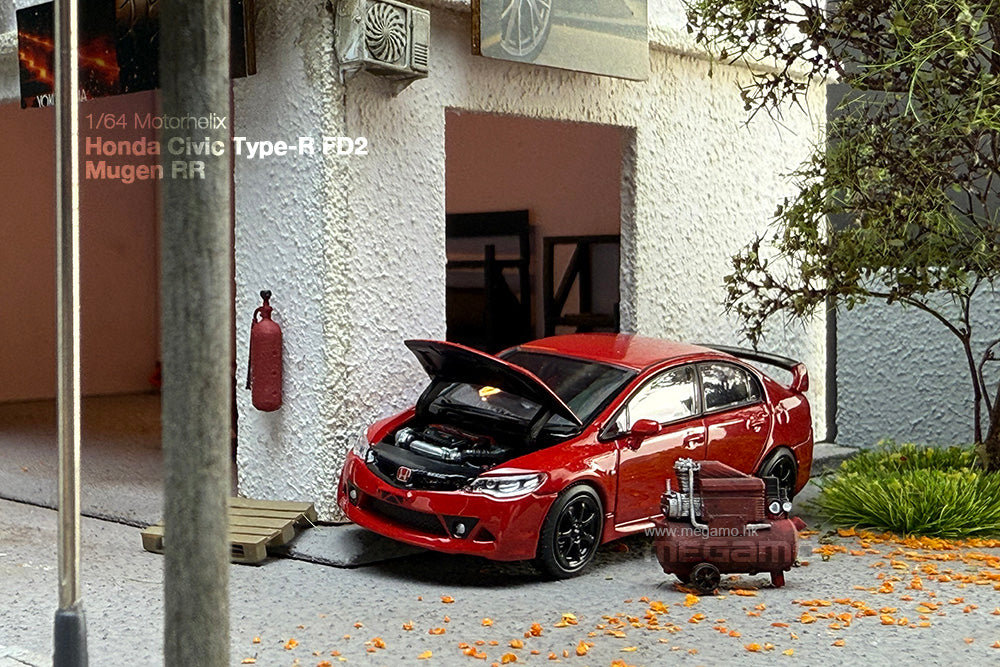 one model ホンダ CIVIC FD2 MUGEN RR 1/64 Motorhelix Honda Civic FD2 Mugen RR Red Openable Hood Diecast