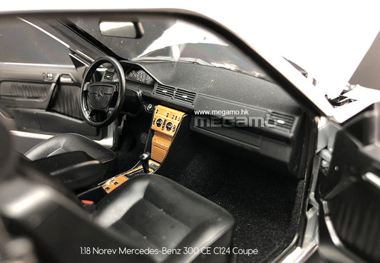 1/18 Norev Mercedes-Benz 300 CE 1990 Silver C124 Coupe Diecast Full Open