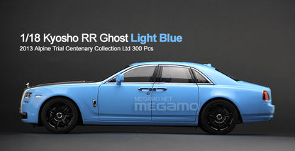 1/18 Kyosho Rolls Royce Ghost RR4 Light Blue 2013 Alpine Trial Centenary Collection Ltd 300 pcs,  Freeby Beverage Case + Bag