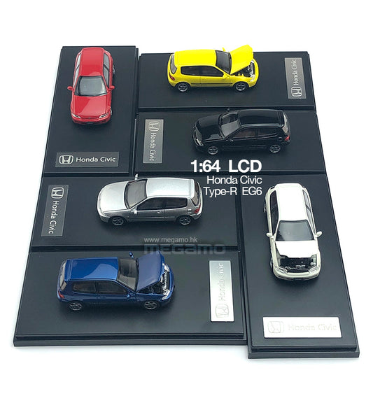 1/64 LCD Honda Civic EG6 1995 Red Blue Yellow White Black Silver JDM Open bonnet