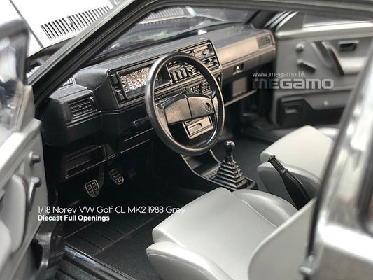 1/18 Norev Volkswagen VW Golf CL 1988 MK2 Grey Diecast Full Openings