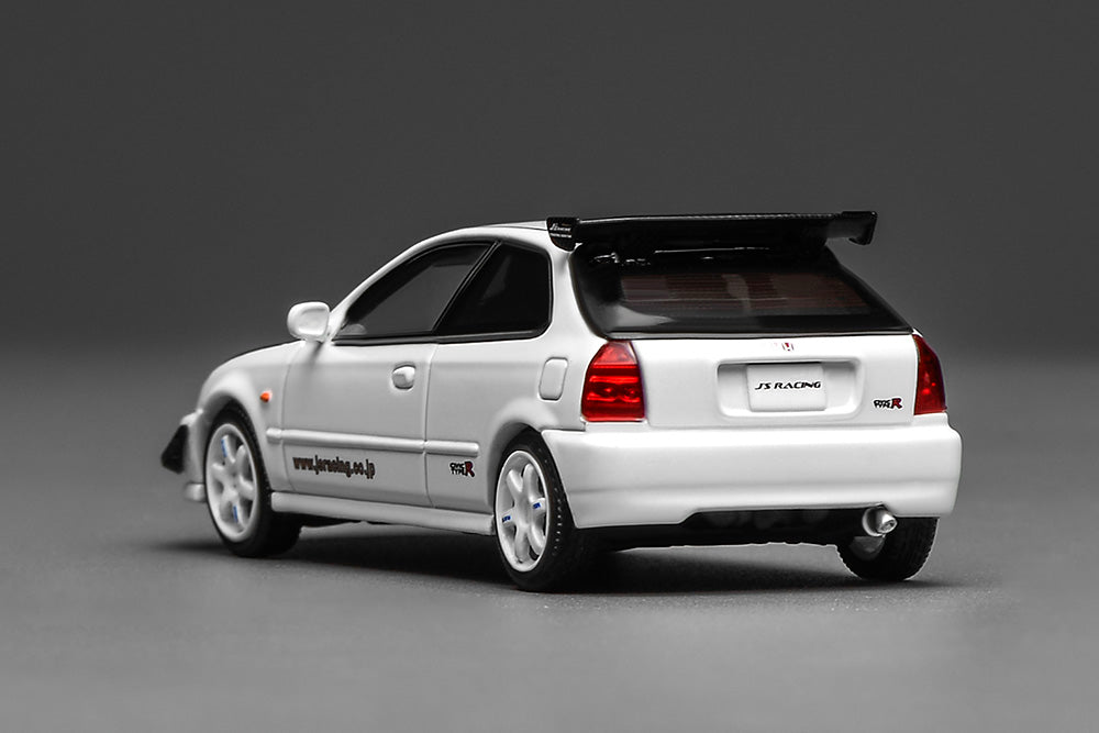 1/64 Motorhelix Honda Civic Type R EK9 J's Racing Livery White Openable Engine Cover Diecast Model