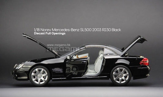 1/18 Norev Mercedes-Benz SL 500 Roadster R230 2003 Black Diecast Full Openings