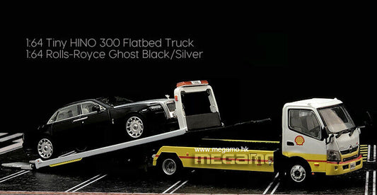1/64 Tiny HINO 300 Flatbed Truck + Rolls Royce Ghost Black/Silver