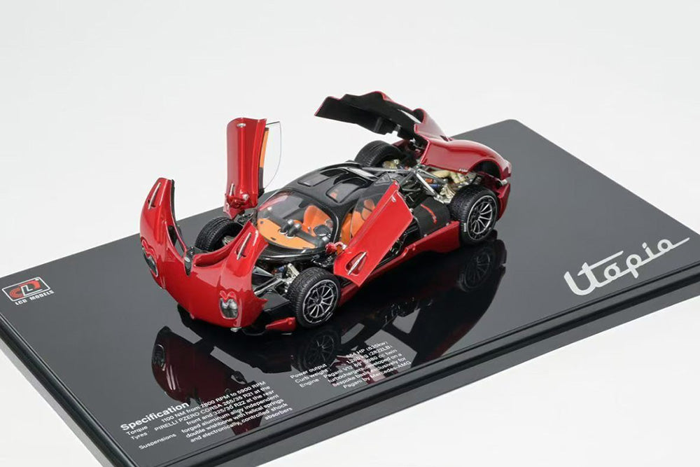 Pre Order 1/43 LCD Pagani Utopia Gold Red Yellow Diecast Full Open