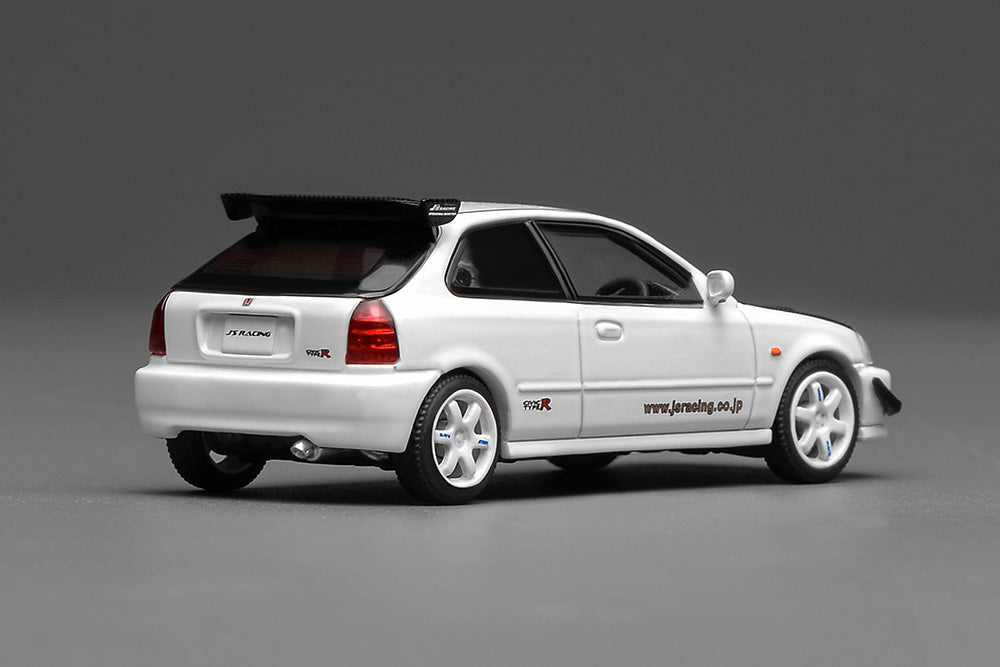 1/64 Motorhelix Honda Civic Type R EK9 J's Racing Livery White Openable Engine Cover Diecast Model