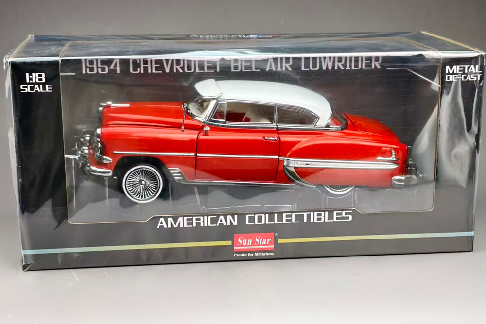 1/18 Sun Star 1954 Chevrolet Bel Air Lowrider Blue Red Full Open Diecast Model
