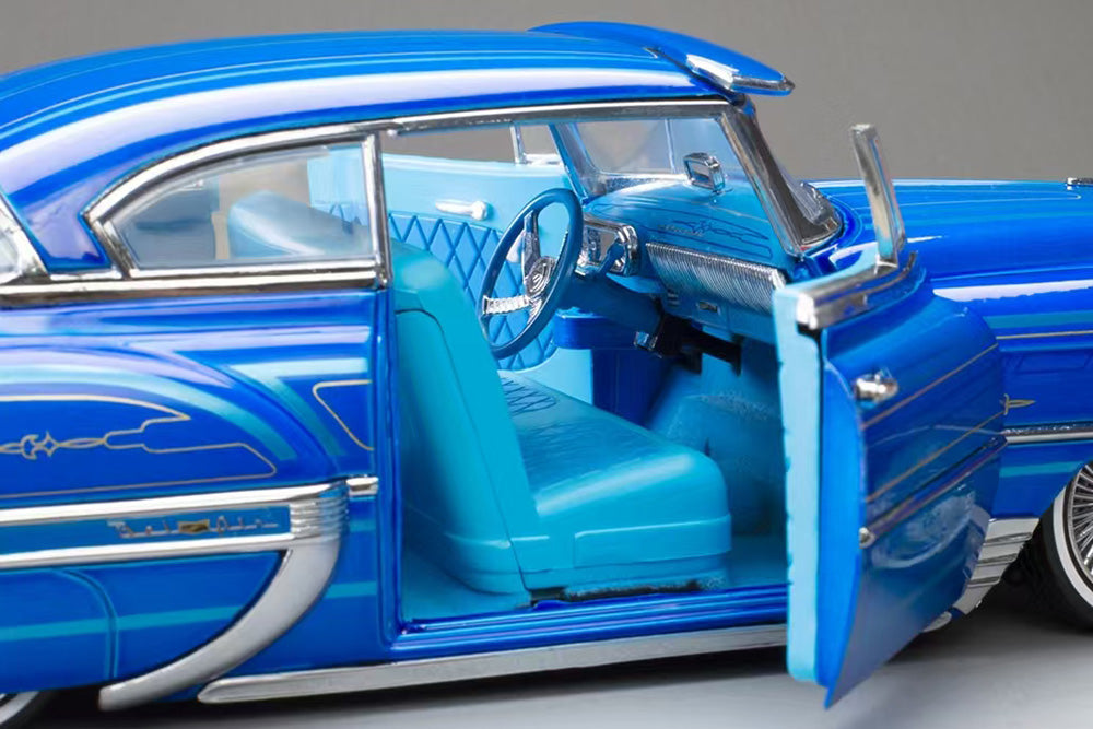 1/18 Sun Star 1954 Chevrolet Bel Air Lowrider Blue Red Full Open Diecast Model