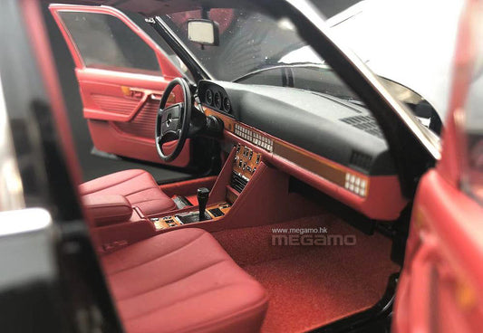 1/18 Norev Mercedes-Benz 560 SEL W126 1989 Black Red Interior Full Open Diecast Model