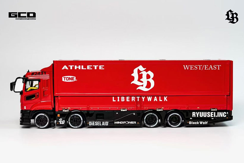 Pre Order 1/64 GCD LBWK x Mitsubishi Fuso Container Truck Red Livery JDM Diecast Model