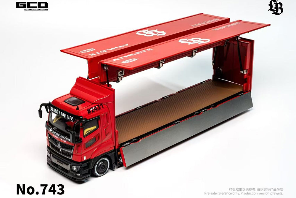 Pre Order 1/64 GCD LBWK x Mitsubishi Fuso Container Truck Red Livery JDM Diecast Model