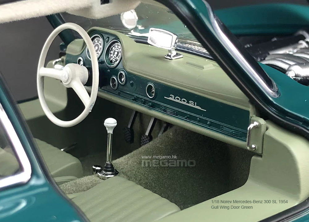 1/18 Norev Mercedes-Benz 300 SL 1954 W198 Green Diecast Full Open Gull Wing Door