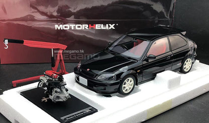 1/18 Motorhelix Honda Civic Type R EK9 Diecast Full Open with Engine Model