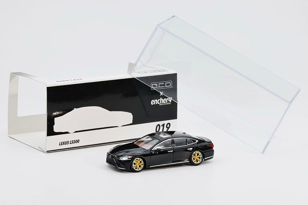 1/64 GCD x Enchery Lexus LS500 Hella Flush Black Diecast Model