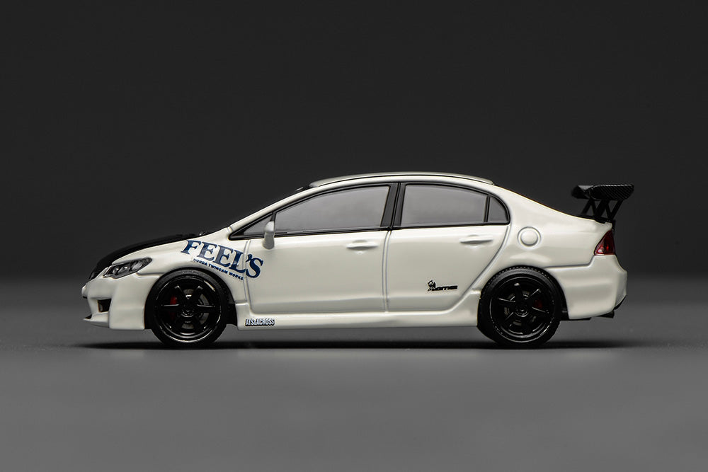 Pre Order 1/64 Motorhelix Honda Civic Type R FD2 FEEL's Livery White Openable Engine Cover Diecast Model