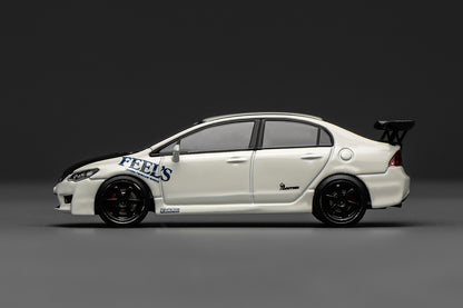 Pre Order 1/64 Motorhelix Honda Civic Type R FD2 FEEL's Livery White Openable Engine Cover Diecast Model
