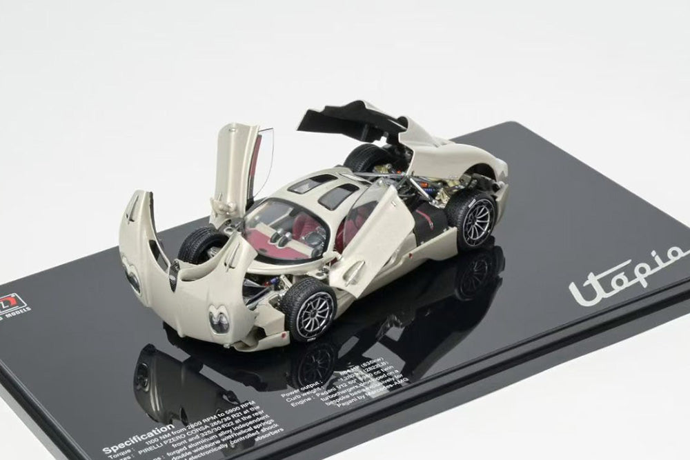 Pre Order 1/43 LCD Pagani Utopia Gold Red Yellow Diecast Full Open