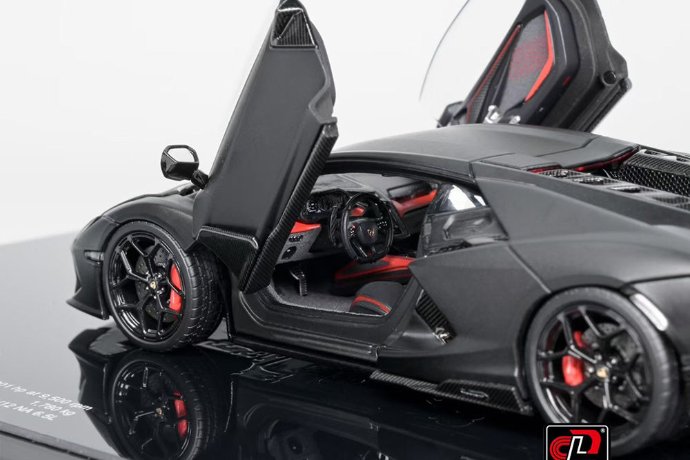 Pre Order 1/43 LCD Lamborghini Revuelto Matte Black Diecast Full Open