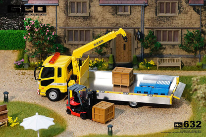 Pre Order 1/64 GCD Mitsubishi Fuso Fighter 1024 Truck with Crane + Toyota Forklift Set Diecast Model