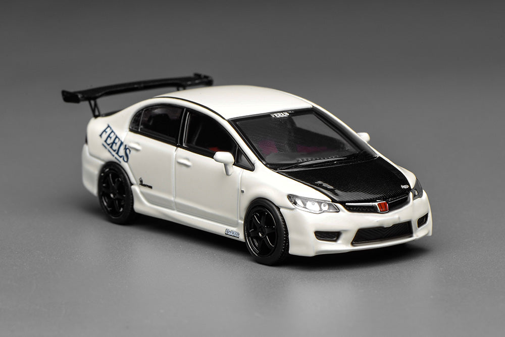 Pre Order 1/64 Motorhelix Honda Civic Type R FD2 FEEL's Livery White Openable Engine Cover Diecast Model