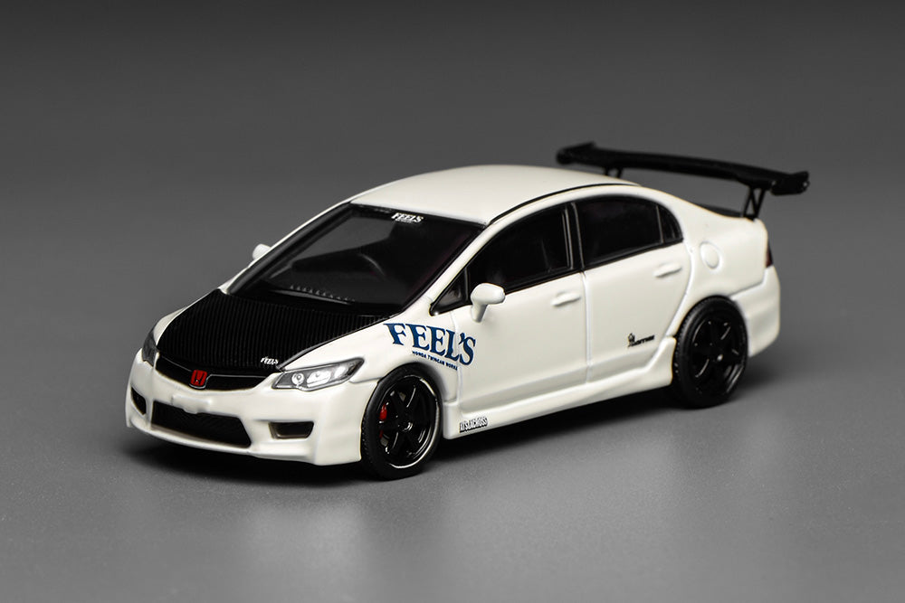 Pre Order 1/64 Motorhelix Honda Civic Type R FD2 FEEL's Livery White Openable Engine Cover Diecast Model