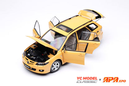 Pre Order 1/18 YC Model x APAxpo 2026 Foshan Expo Twin-Car Set 2006 Mazda 6 Yellow Sedan + Wagon Diecast Full Open