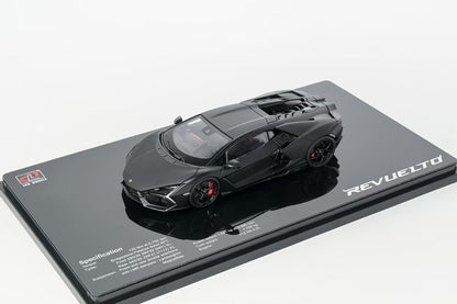 Pre Order 1/43 LCD Lamborghini Revuelto Matte Black Diecast Full Open