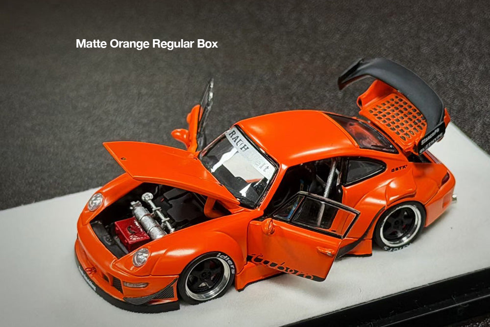 Pre Order 1/64 PGM Porsche RWB 993 Orange Full Open Diecast Model