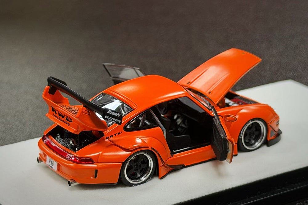 Pre Order 1/64 PGM Porsche RWB 993 Orange Full Open Diecast Model