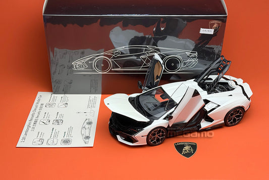 1/18 LCD Lamborghini Revuelto Orange Yellow White Diecast Full Open