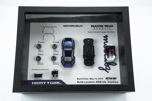 Pre Order 1/64 Motorhelix Porsche 911 993 RWB Army Girl Model Build Display Frame