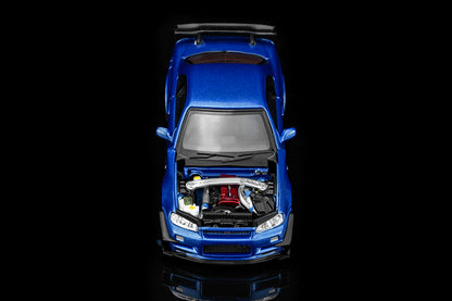 Pre Order 1/64 Motorhelix Nissan Skyline GT-R R34 Customized w/ GT Aero Kit JDM Diecast Model