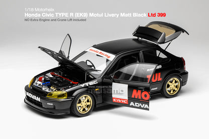 1/18 Motorhelix Honda Civic TYPE R EK9 Motul Livery JDM Full Open Diecast Model