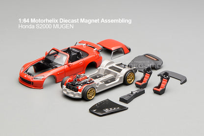 1/64 Motorhelix Honda AP2 S2000 Mugen Version Yellow Red Magnet Assembling Diecast Model