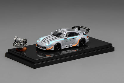 Pre Order 1:64 Motorhelix MH RWB 993 Army Girl Motozolo Porsche 911 Widebody Diecast Model