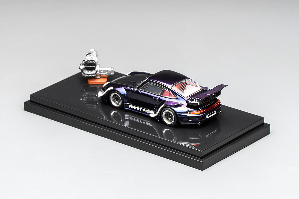 Pre Order 1:64 Motorhelix MH RWB 993 Army Girl Motozolo Porsche 911 Widebody Diecast Model